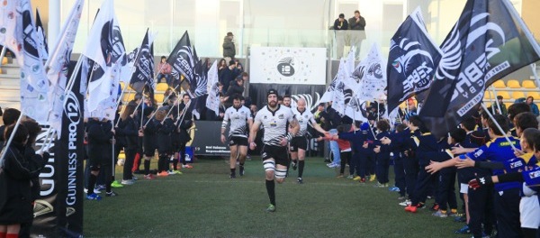 Il XV delle Zebre che affronta il Glasgow Warriors