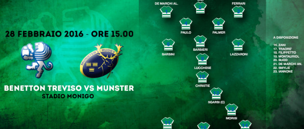 Il XV  del Benetton per il match contro Munster