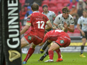 29.11.15 Scarlets v Zebre

Andries Van Schalkwyk of Zebra tackled just short of the line by Scarlets outside half Aled Thomas