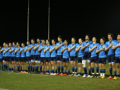 RBS 6 Nazioni U20 2016, Parc Eirias, Colwyn Bay,18-03-2016, Galles U20 v Italia U20. Gli azzurri durante la cerimonia degli inni nazionali. Foto:  Chris Fairweather/Huw Evans Agency @ Fotosportit